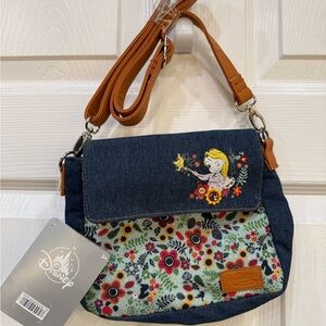 Disney Floral Crossbody Bag - Denim Blue and Tan